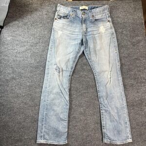 Big Star Pioneer Straight Jeans Mens 31x30 Blue Light Wash Distressed Denim